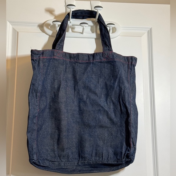 Denim Tote Bag with Colorful Patches - Picture 4 of 10